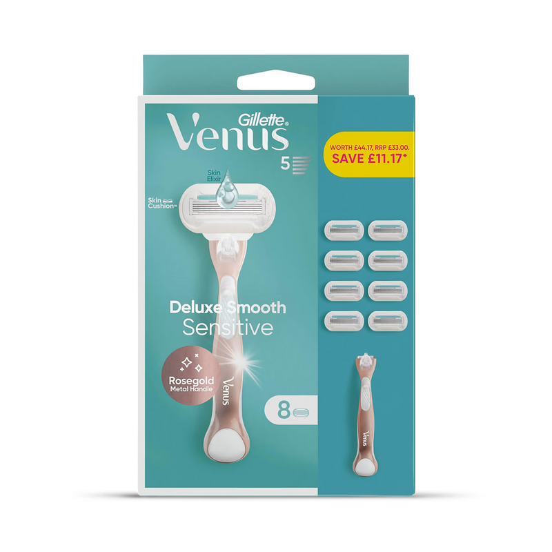 Venus Deluxe Smooth Sensitive razor rose gold handle, imported from the UK