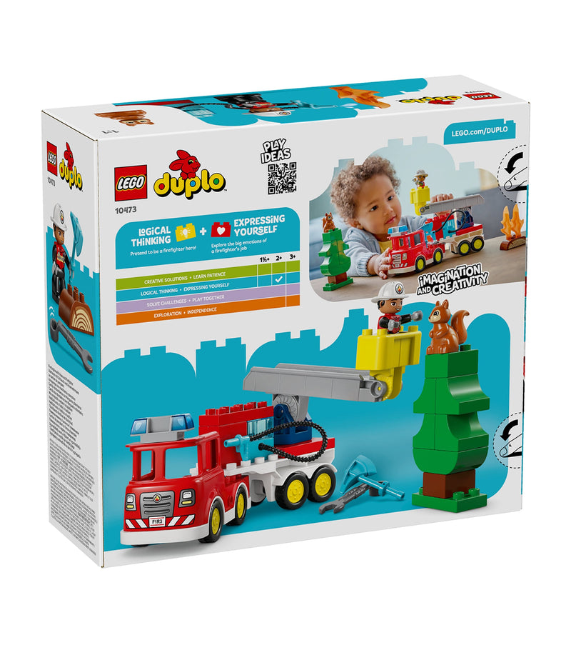 Lego DUPLO fire truck with hose and firefighter, UK version