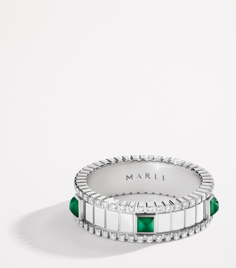 MARLI New York Life spinning ring with green agate and diamonds - British product