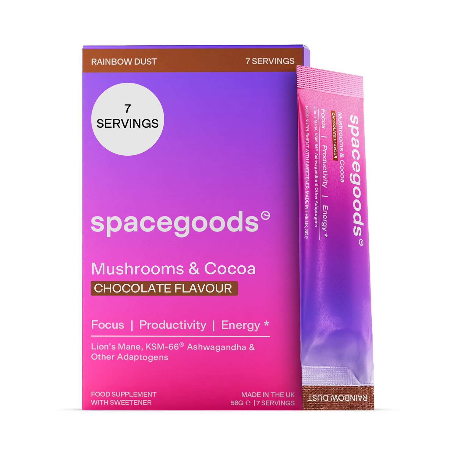 Spacegoods Rainbow Dust Chocolate 56g mushroom powder, imported from the UK