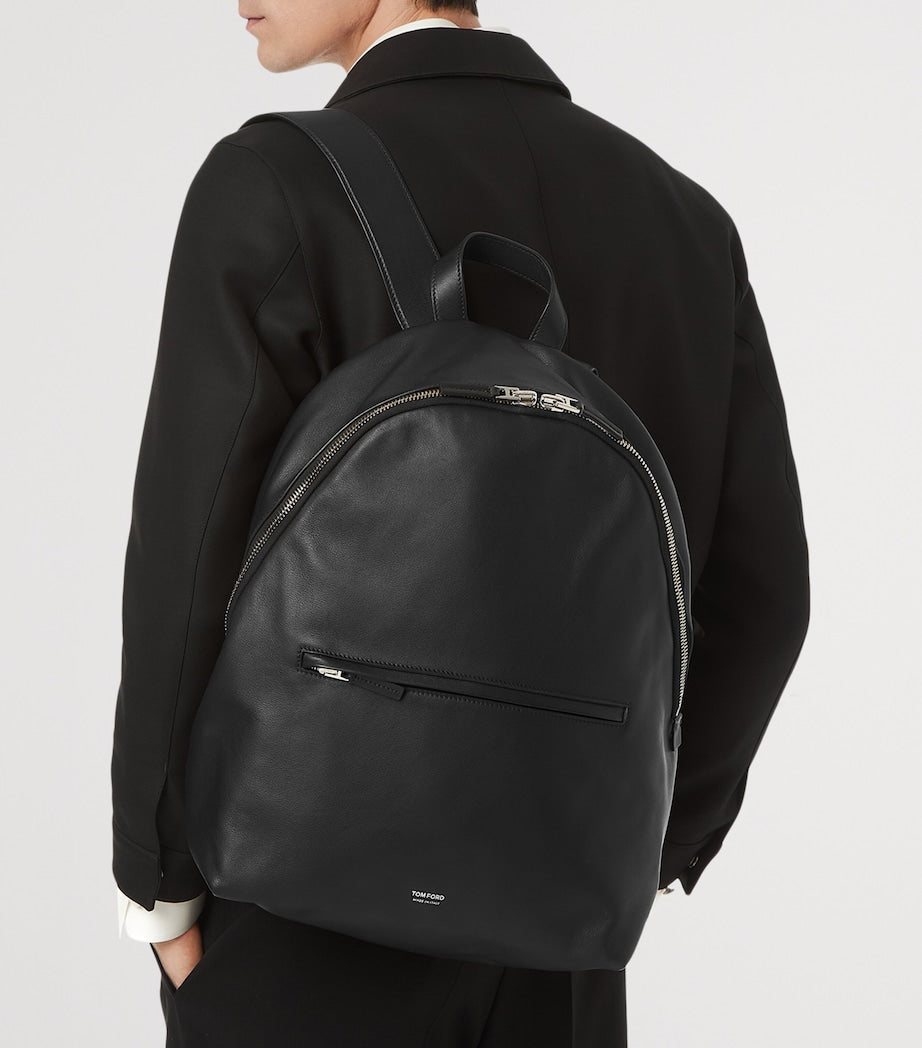 Tom Ford leather backpack in smooth calfskin with silver-tone hardware (British brand)