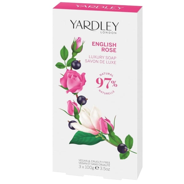 Yardley English Rose Moisturising Soap Bar 3x100g (British brand)