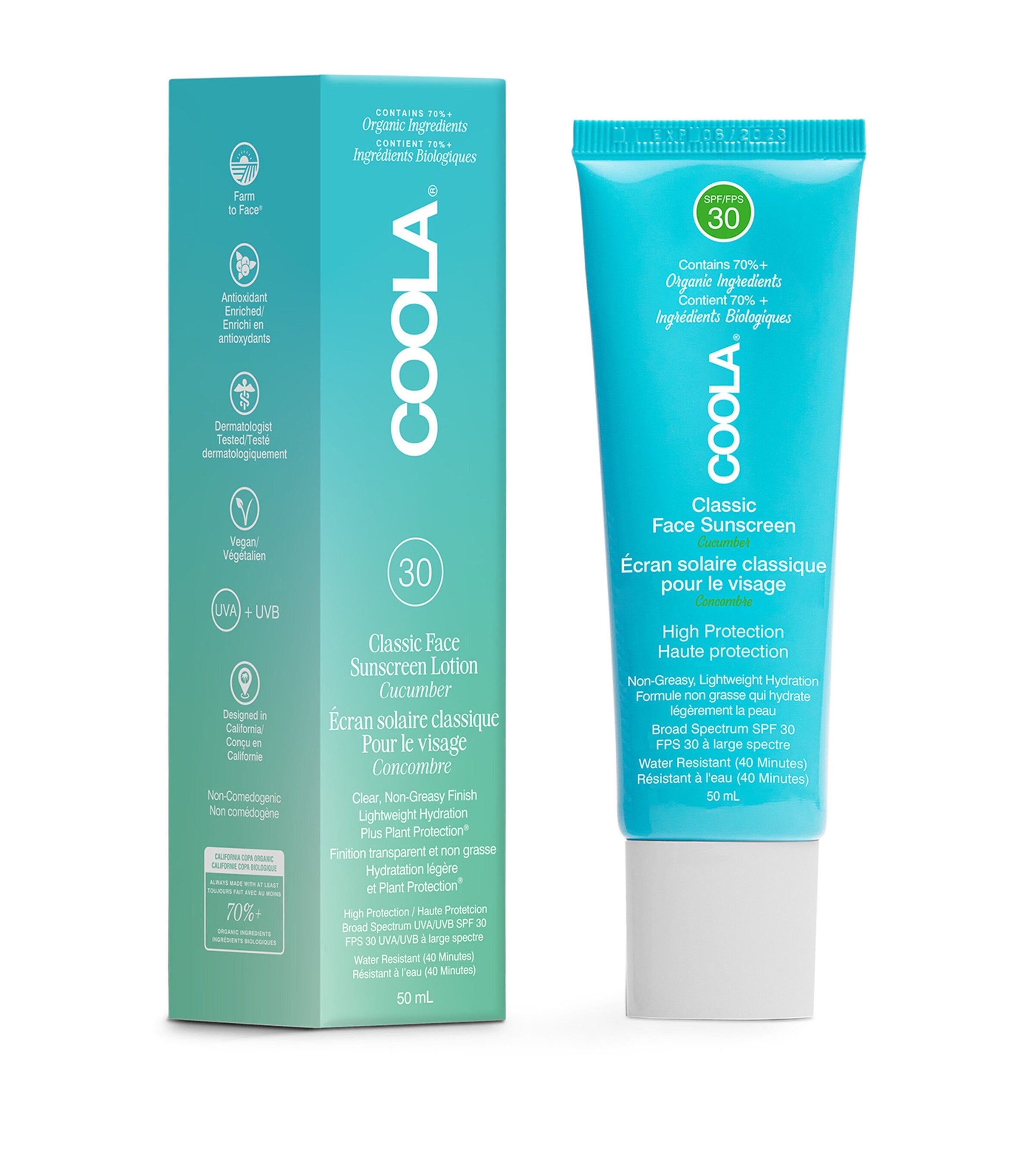 COOLA face sunscreen cucumber 50ml - British product