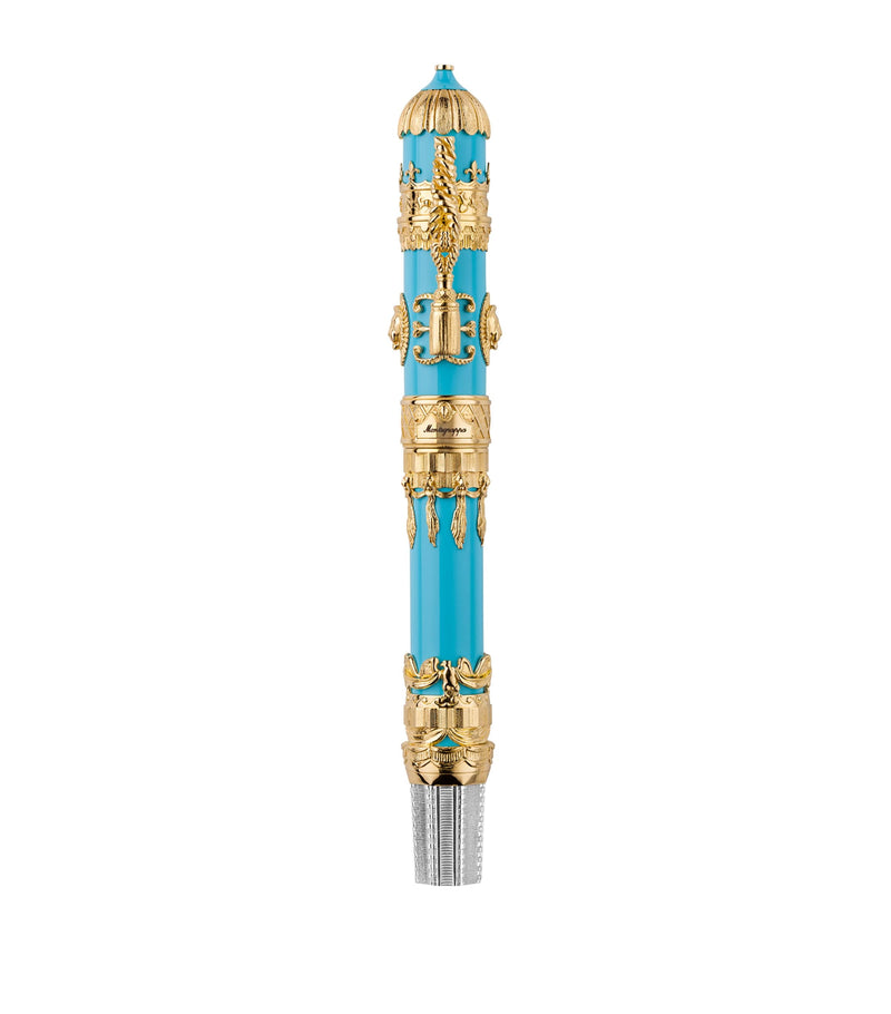 Montegrappa resin and yellow gold Montgolfier rollerball pen, imported from the UK