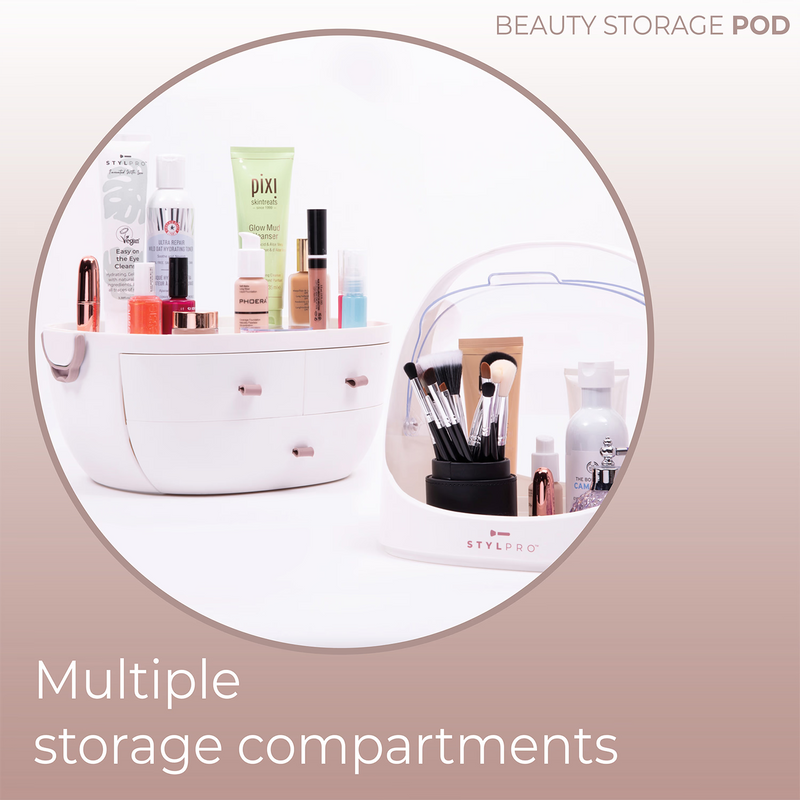 Stylpro beauty storage pod with crystal-clear cover, imported from the UK