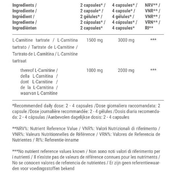 Raibu L-Carnitine 3000mg capsules 180 pack - British product
