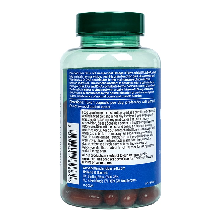 Holland & Barrett Pure Cod Liver Oil & Glucosamine 500mg 60 Capsules GOODS Holland&Barrett   