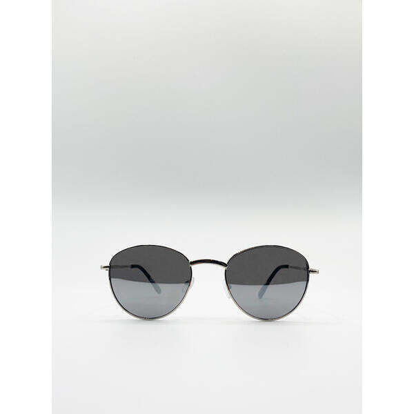 SVNX round metal frame sunglasses silver mirror (British brand)