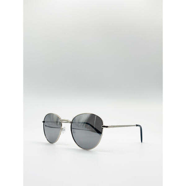 SVNX round metal frame sunglasses silver mirror (British brand)