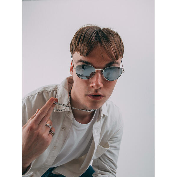 SVNX round metal frame sunglasses silver mirror (British brand)
