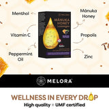 Melora Manuka honey propolis lozenges blackcurrant 12 pack, imported from the UK