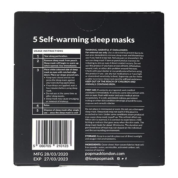 Popmask Jet Setter Eye Mask 5 Pack, imported from the UK
