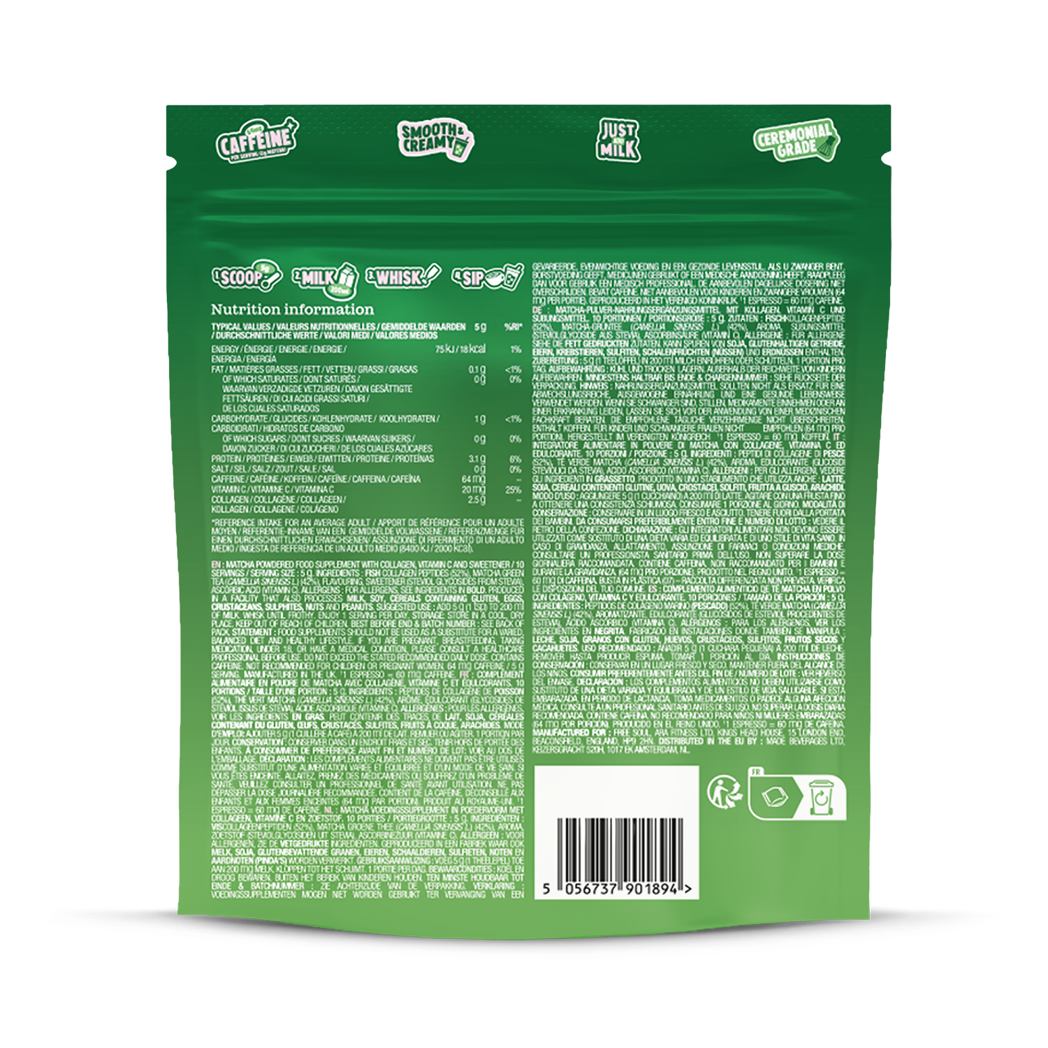 PerfectTed Matcha Collagen Latte 50g - British product