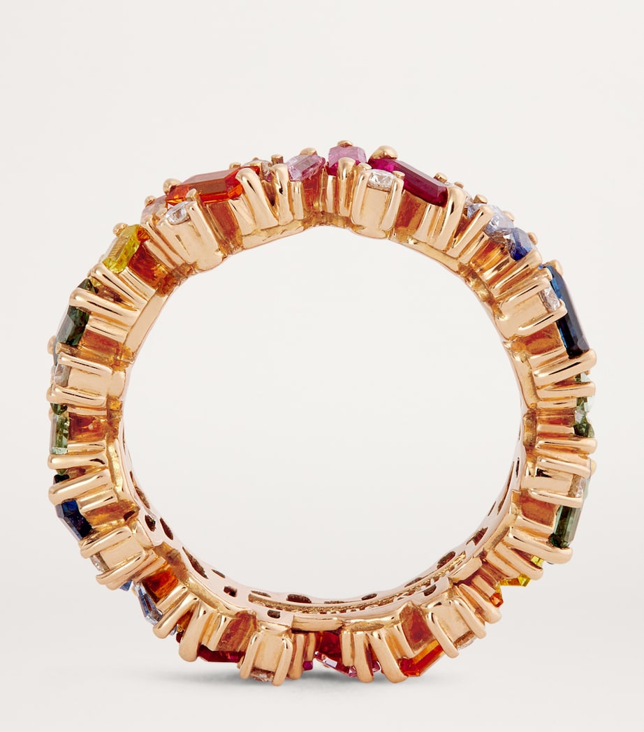Suzanne Kalan eternity ring rainbow sapphire diamonds rose gold - British product
