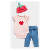 Mothercare Strawberry 3-Piece Baby Outfit Set GOODS Boots   