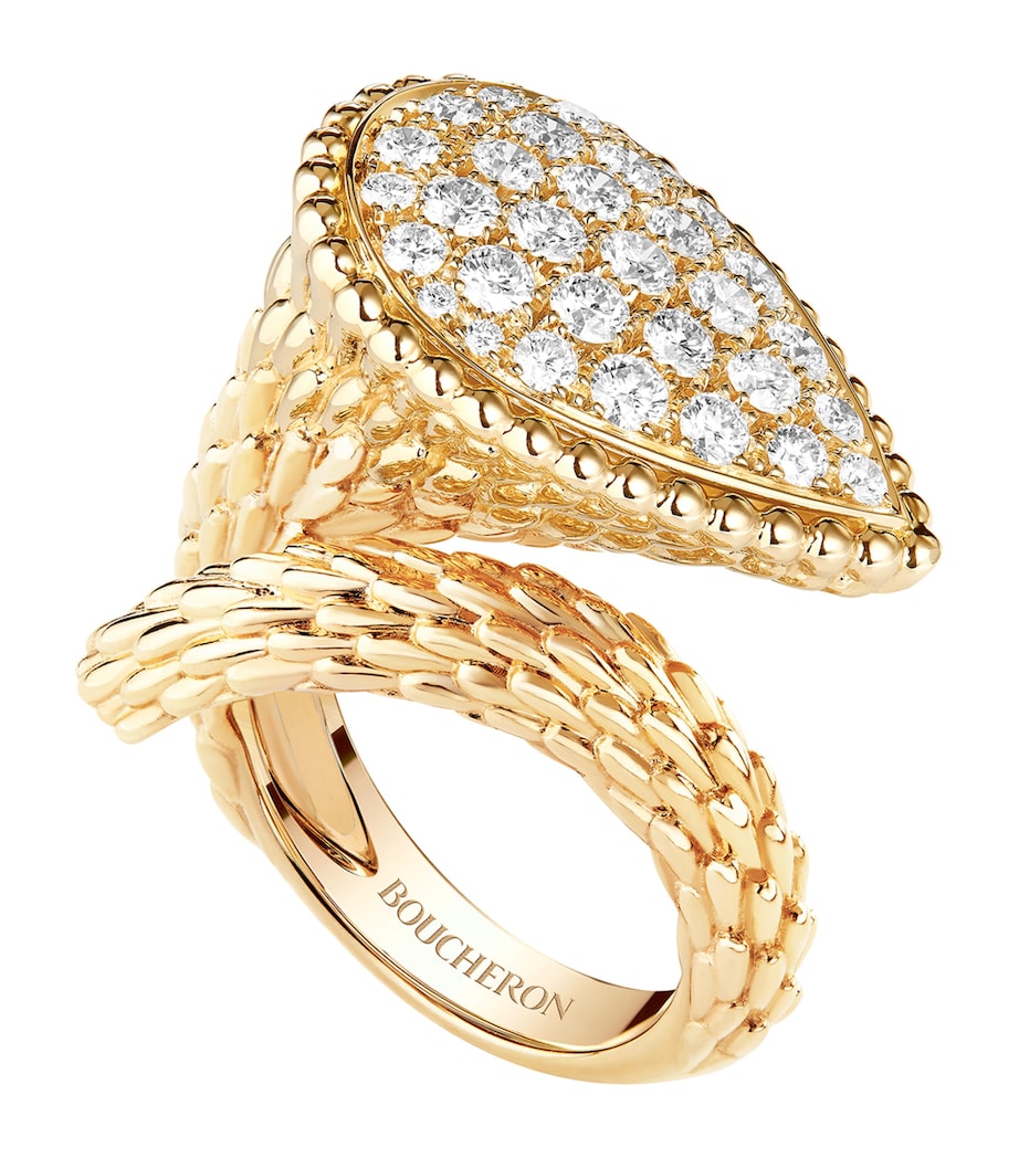 Boucheron yellow gold diamond serpent ring, imported from the UK