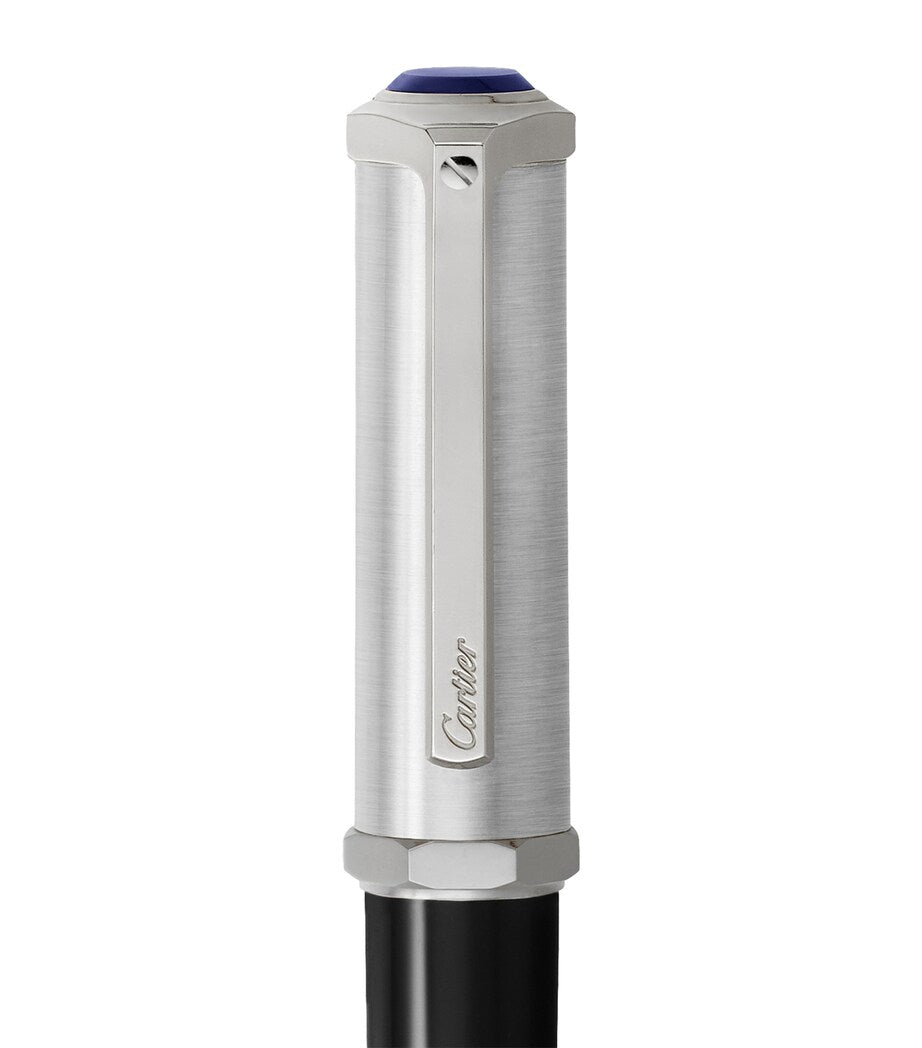 Cartier Santos-Dumont ballpoint pen with blue resin cabochon, 13.5cm - British product