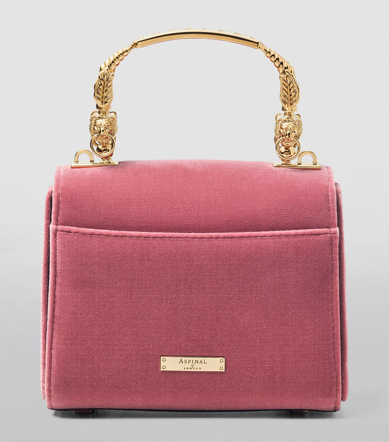 Aspinal of London velvet Mayfair top-handle bag, imported from the UK