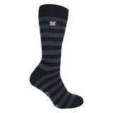 Heat Holders Mens Thermal Slipper Socks 6-11 UK GOODS Superdrug Black / Grey Stripe  