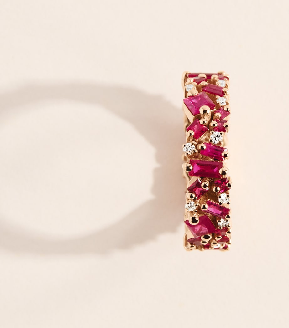 Suzanne Kalan rose gold ruby diamond eternity ring (British brand)