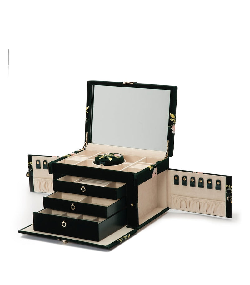 Wolf Zoe large jewellery box with floral embroidery, UK version