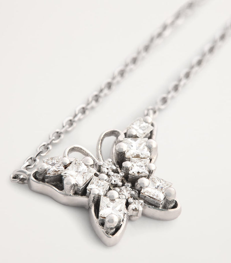 Suzanne Kalan princess mini butterfly white gold diamond necklace - British product