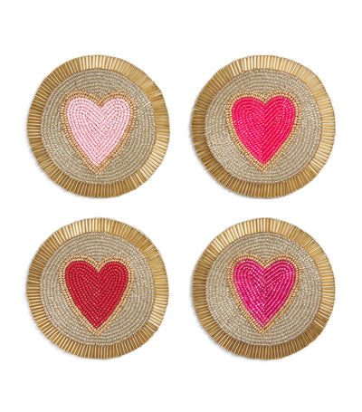 Harrods Joanna Buchanan Beaded Heart Decorative Coasters (Set of 4)- Buy online at McGrocer