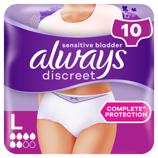Always Discreet Underwear Incontinence Pants Normal Large x10 bladder weakness Sainsburys   
