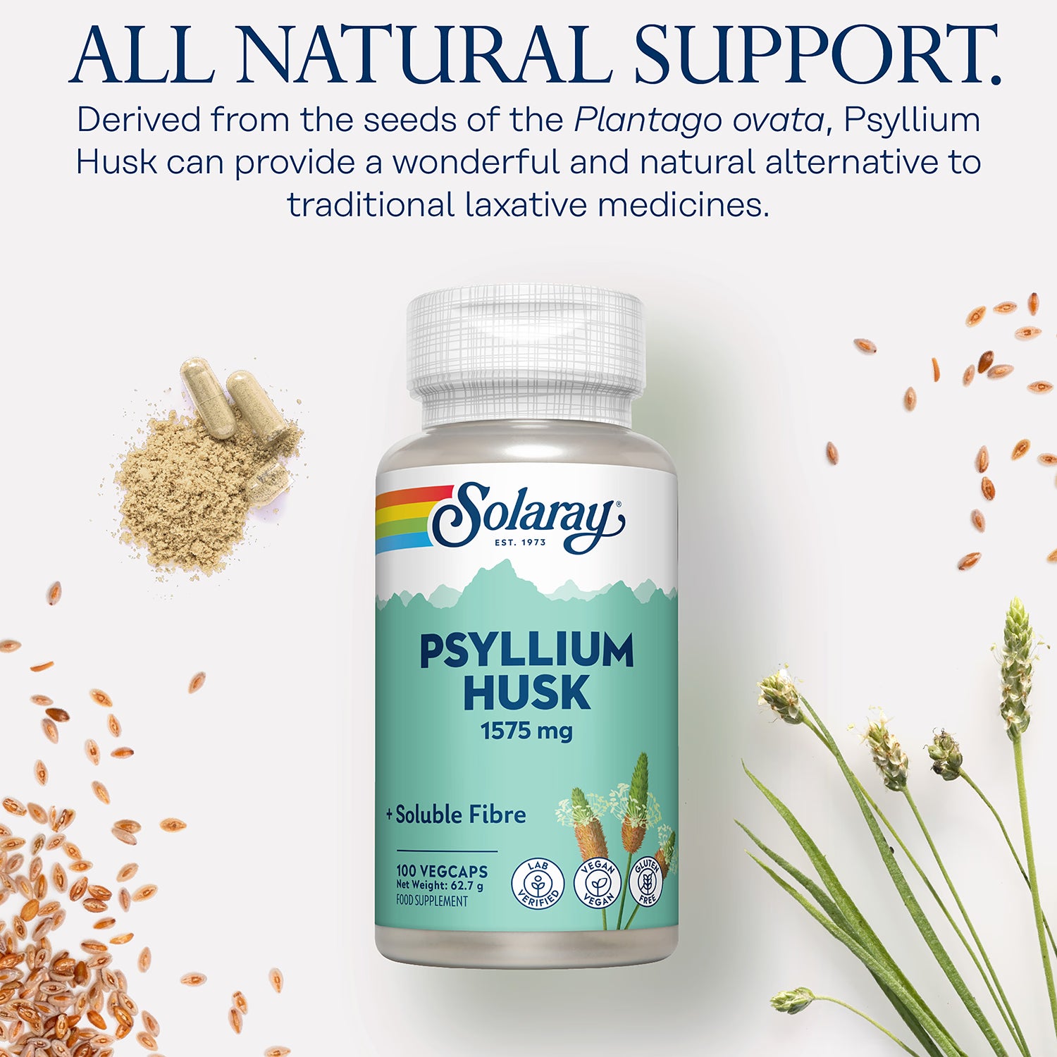 Solaray psyllium husk 1575mg capsules 100 count (British brand)
