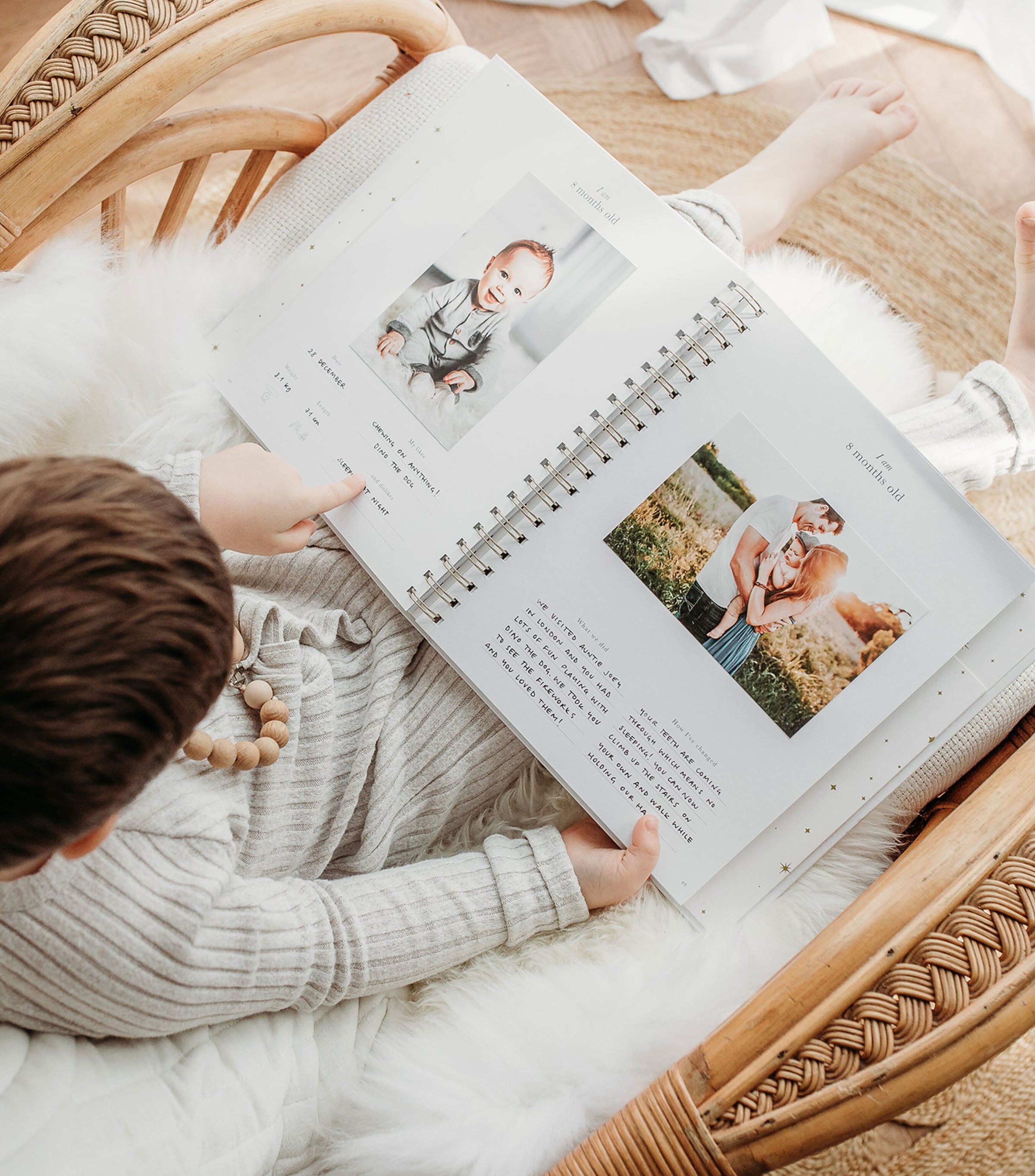 Blush and Gold safari baby memory book - British product