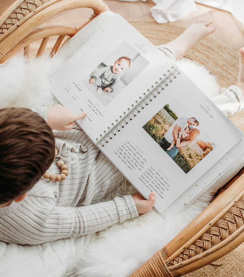 Blush and Gold safari baby memory book - British product