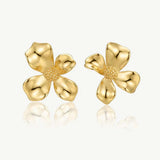 MUCHV 18k gold gardenia flower stud earrings large (British brand)