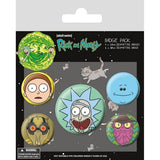 Rick and Morty heads badge set pack of 5 UK version