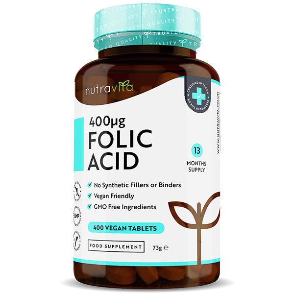 Nutravita Folic Acid Tablets 400µg - 400 Vegan Tablets GOODS Superdrug   