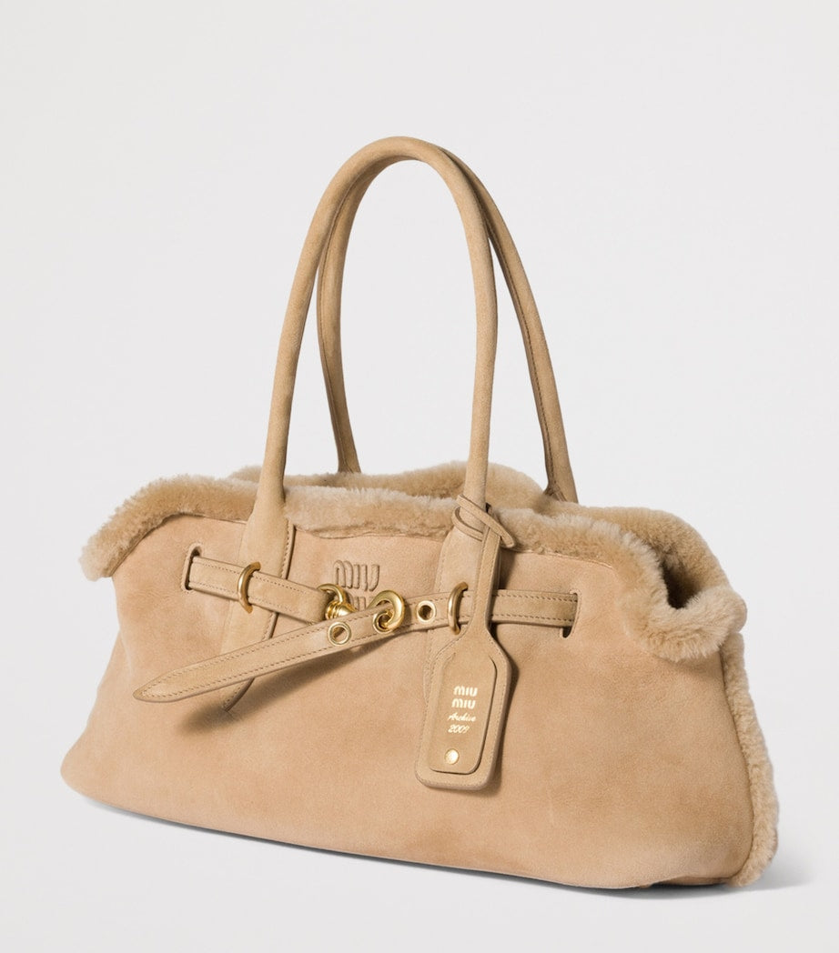 Miu Miu Aventure suede shearling shoulder bag, UK version