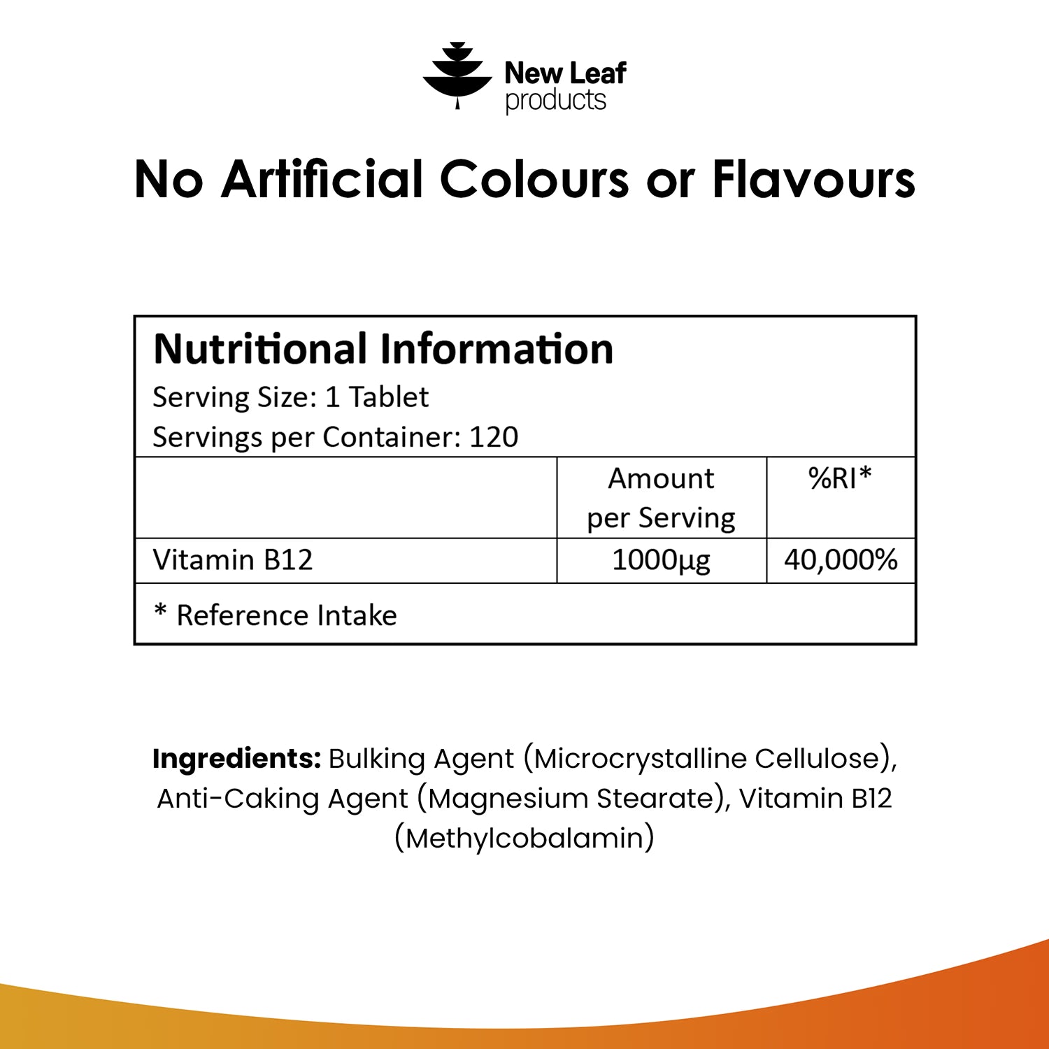New Leaf Vitamin B12 1000mcg tablets - British product