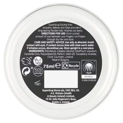 Superdrug Superdrug Menns Hårvoks 75ml Menns Styling- Kjøp online hos McGrocer