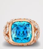 Boodles Royal Damask ring with diamonds and zircon (British brand)