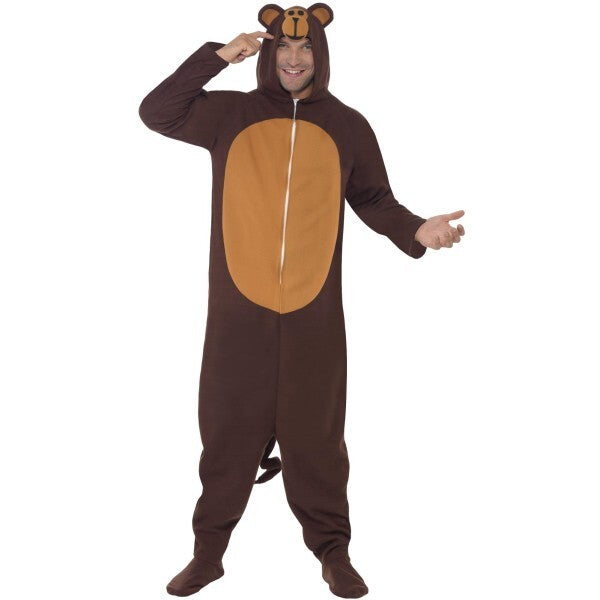 Smiffys monkey costume brown all-in-one with hood - British product