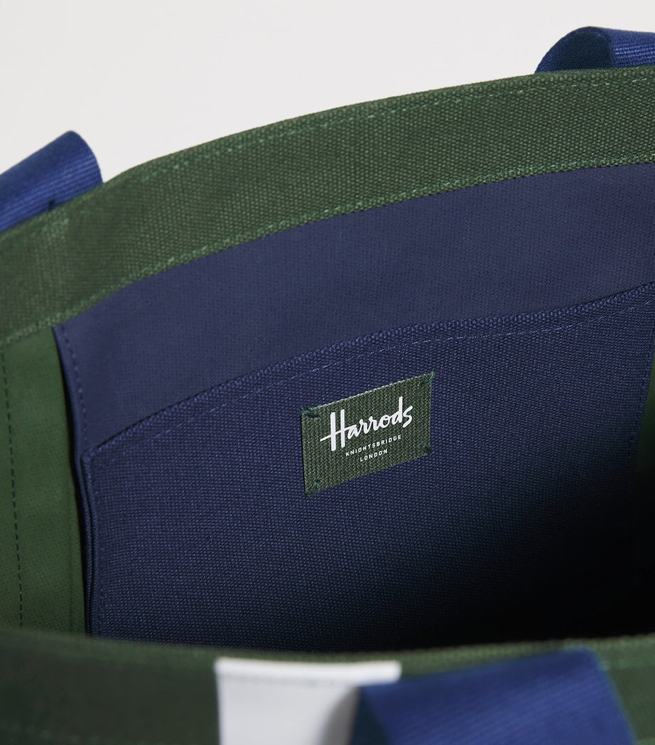 Harrods medium cotton tote bag with logo print, UK version