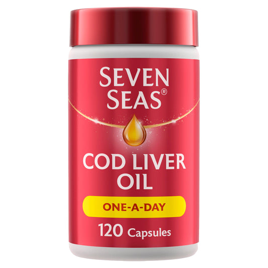 Seven Seas Cod Liver Oil One A Day Omega-3 Fish Oil & Vitamin D 120 Caps bone & joint care Sainsburys   