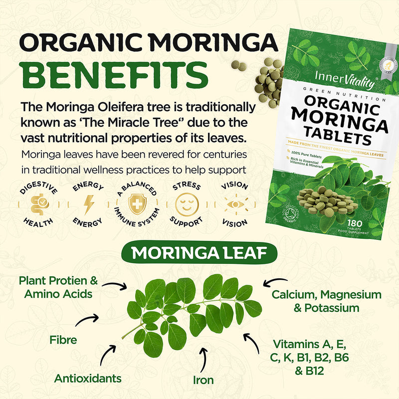 Inner Vitality organic moringa tablets 180 count - British product