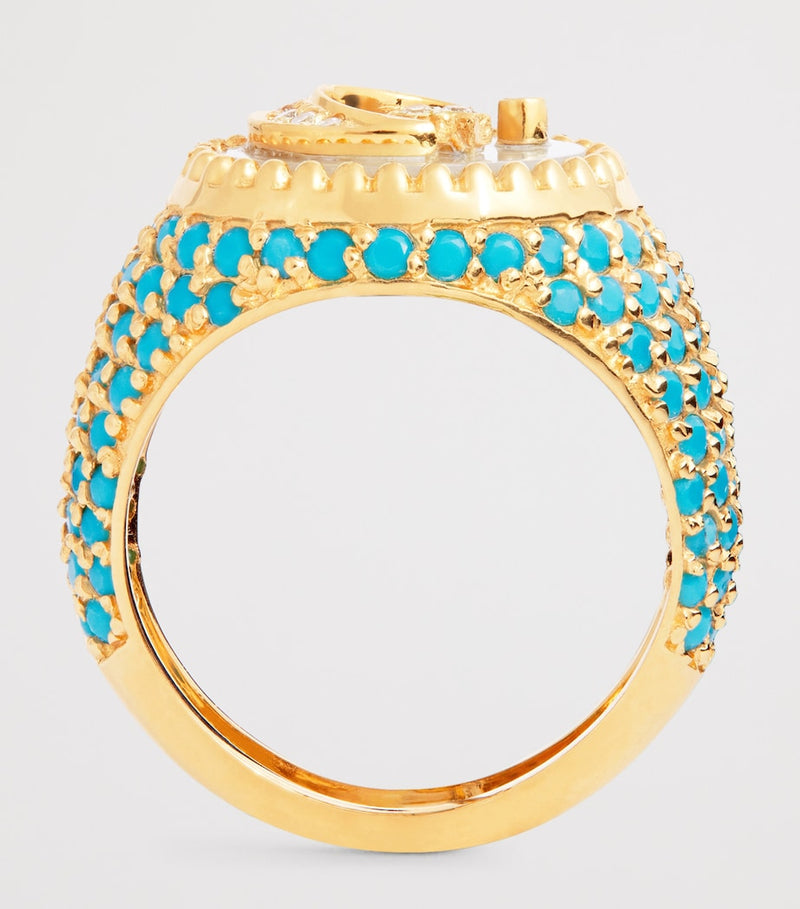 L'Atelier Nawbar Yellow Gold Diamond Turquoise Moonlight Ring, UK version