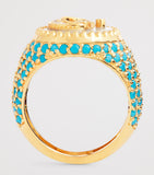 L'Atelier Nawbar Yellow Gold Diamond Turquoise Moonlight Ring, UK version