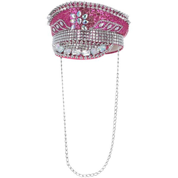 Fever sequin studded captain's hat hot pink - (British brand)