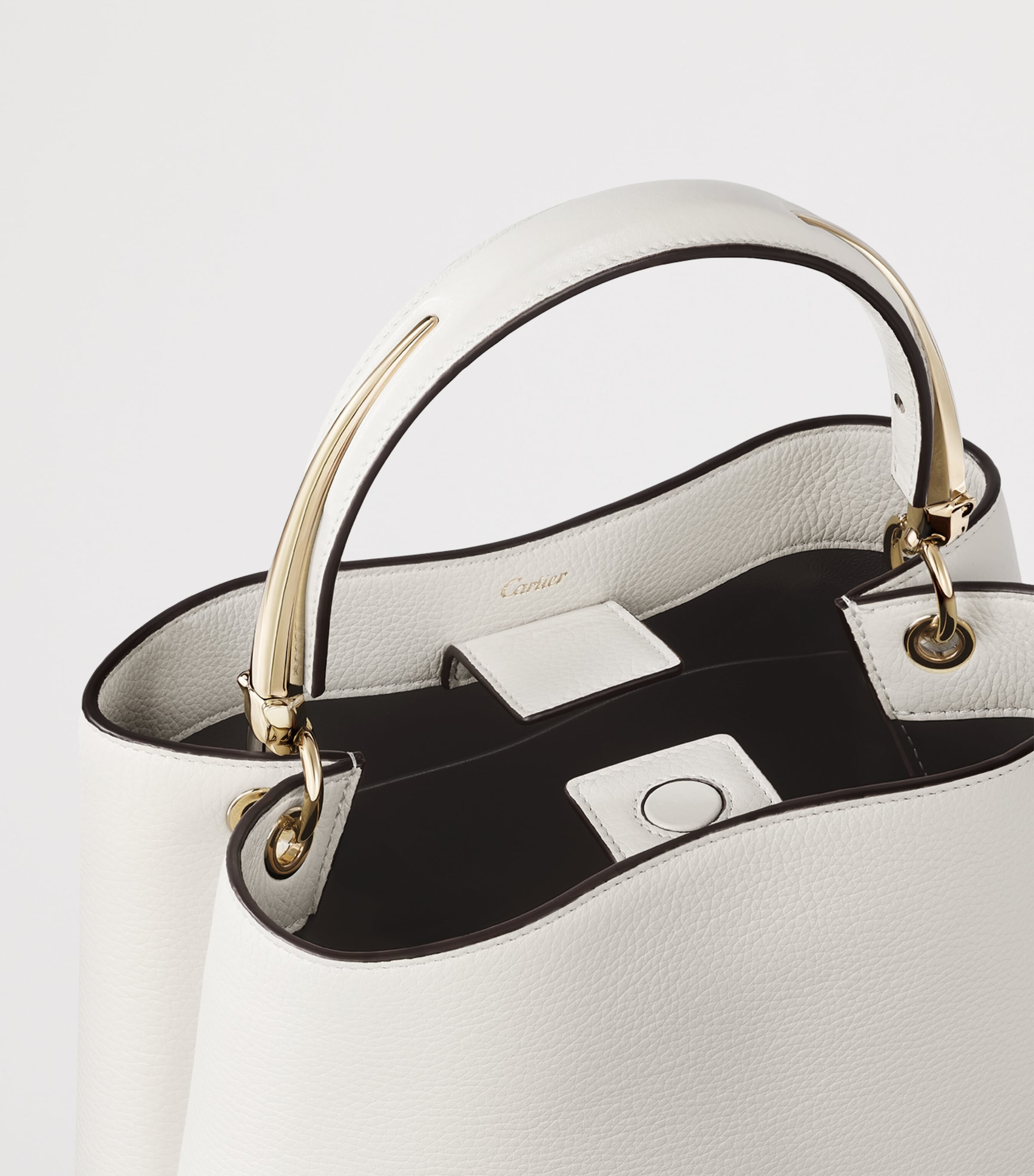 Cartier small leather top-handle bag with panther motif, UK version