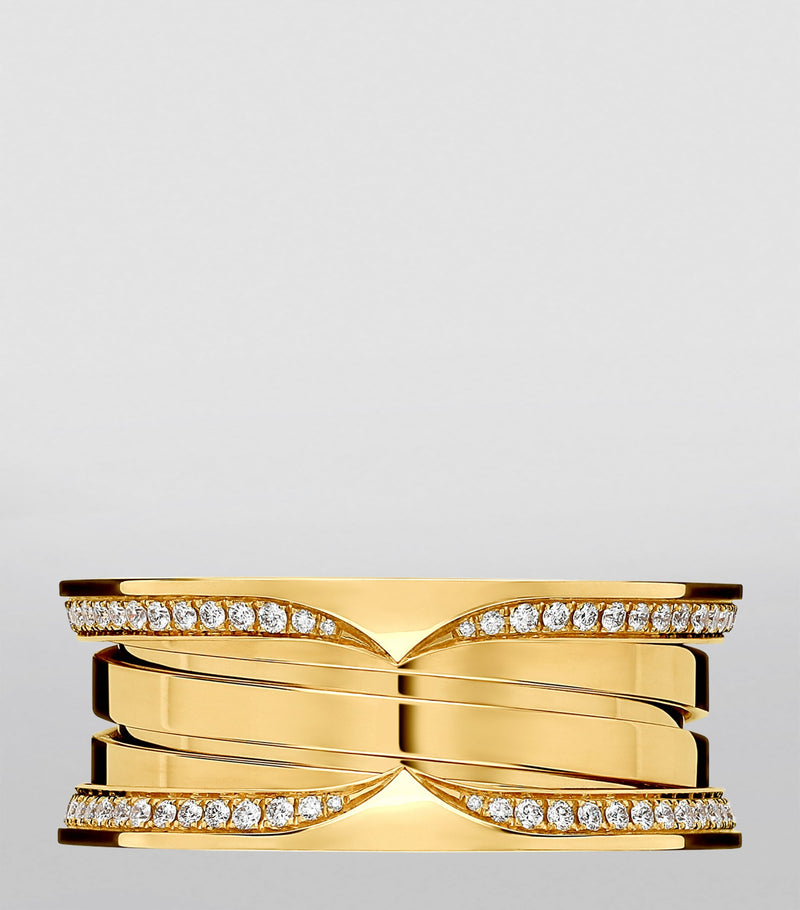 Bvlgari B.zero1 three-band yellow gold diamond ring - British product