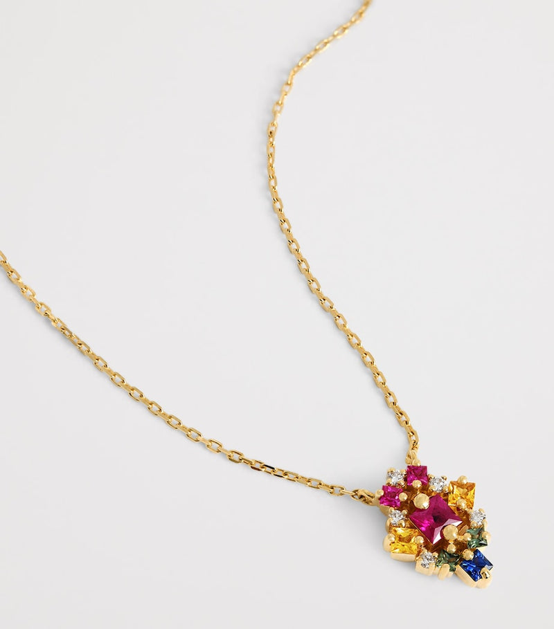 Suzanne Kalan La Fantaisie necklace rainbow sapphire diamonds, imported from the UK
