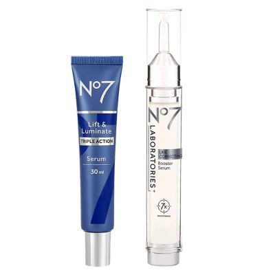 No7 LABORATORIES Line Correcting Booster Serum & Lift & Luminate TRIPLE ACTION Serum 30ml Bundle GOODS Boots   