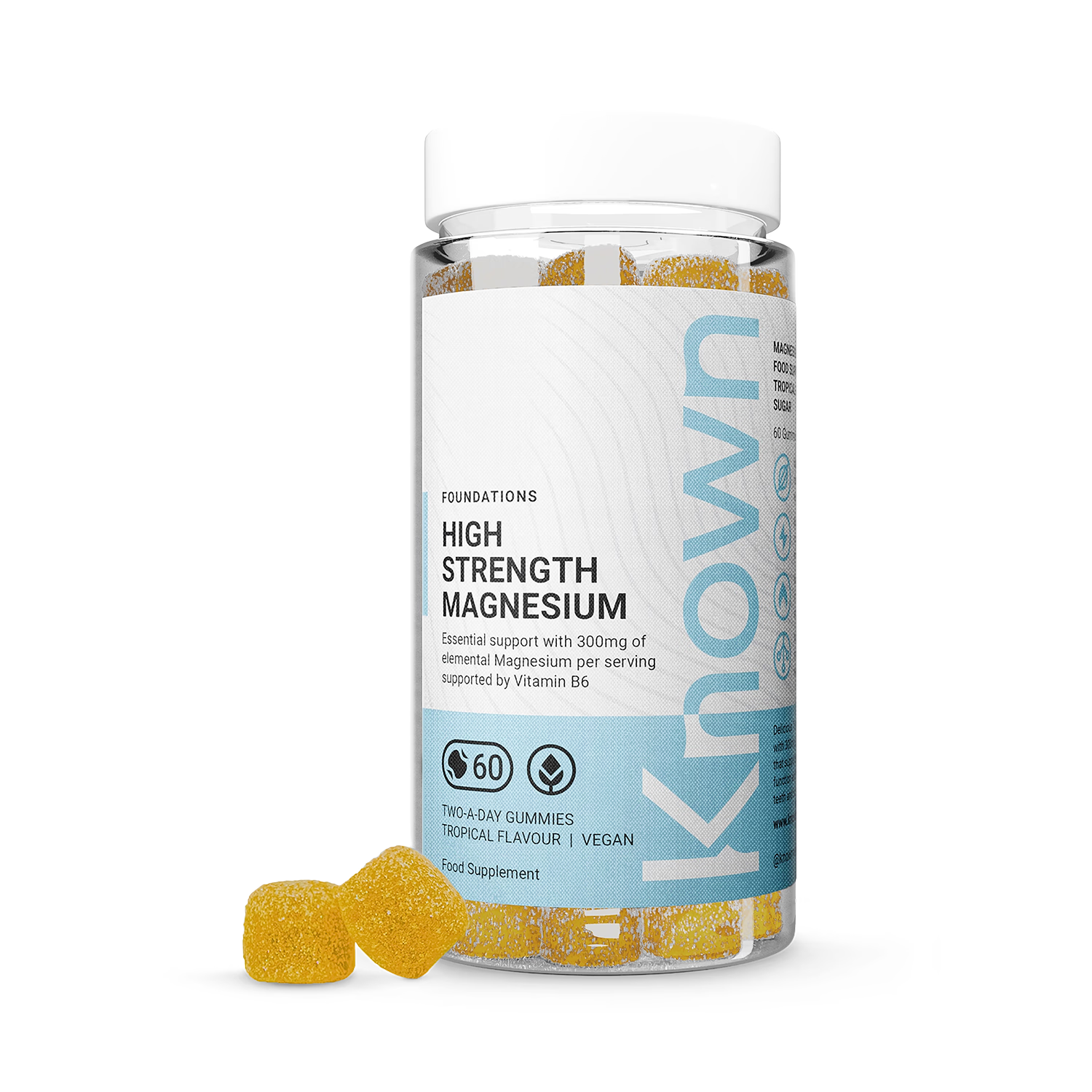 Known Nutrition high strength magnesium gummies tropical flavour 60 count (British brand)